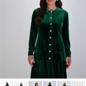 Chic Velvet Long Sleeve Dress in Emerald